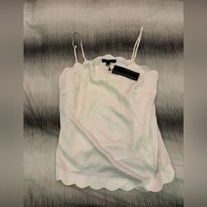 NWT Banana Republic White Scalloped Edge Silky Camisole Top